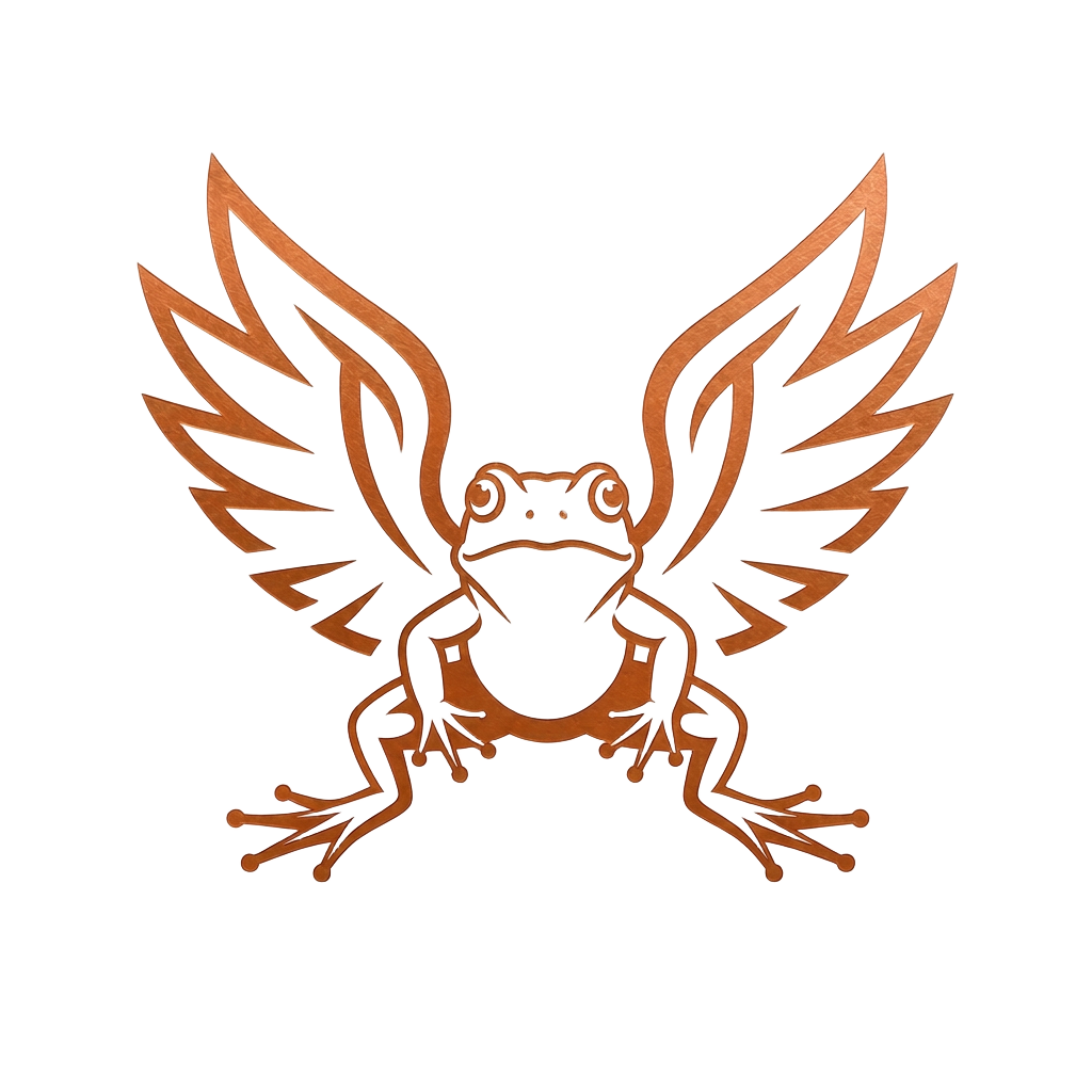 Flying Frog Specialty Coffee Roasters winged frog emblem